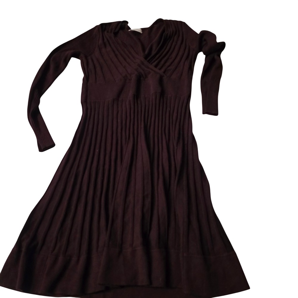 Calvin Klein Womens Burgundy Ribbed Knit Crew Neck Sweater Top Size Medium